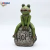 Custom Wholesale handmade Resin garden decor. sitting frog decor with solar light.