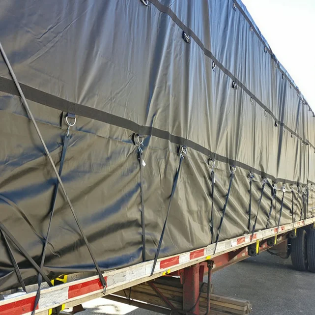 
Waterproof PVC vinyl coated fabric flatbed D-ring lumber tarps for sale 