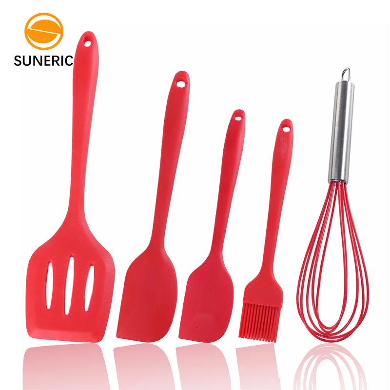 

BPA Free 5piece cooking tools set utensils silicon tool kitchen silicone spatula utensil baking tools, Red