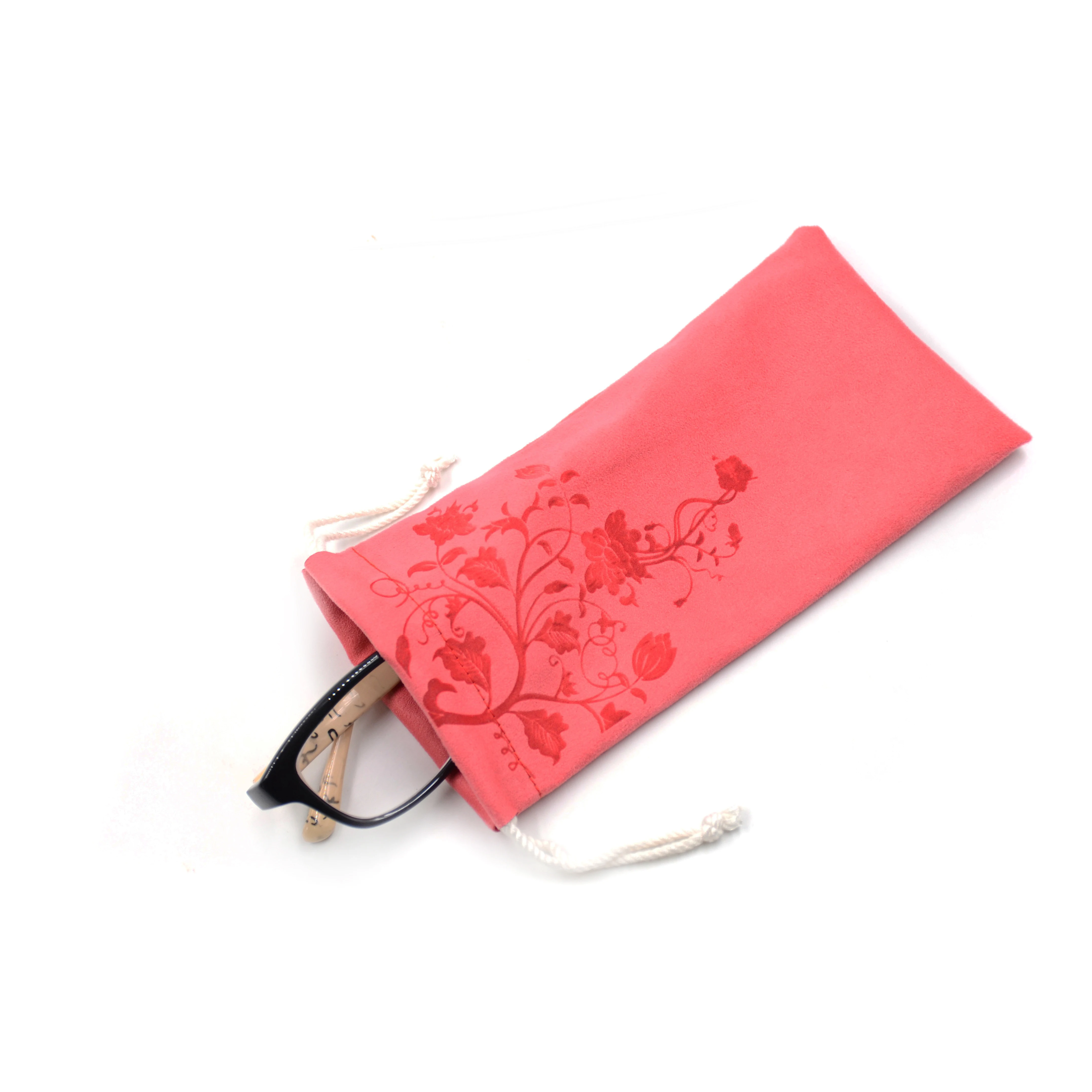 

Custom design digital printed microfiber drawstring glasses cleaning pouch bag