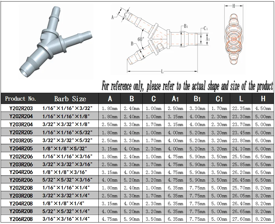 1/4 Plastic Rubber Tube Pipe Hose Barb Pp Pipe Coupling 3way Joint