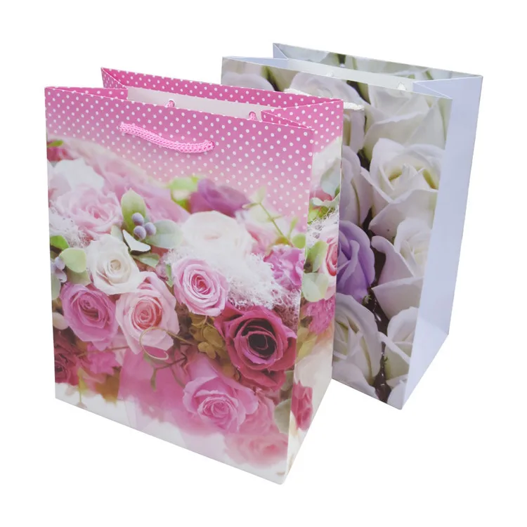 Different types paper recycle gift paskaging bag workmanship floral paper shopper bag