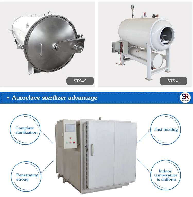 Pressure autoclave steam sterilizer price for mushroom cultivation