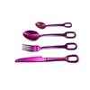Custom 5pcs high grade black coating stainless steel unique cutlery set for wedding