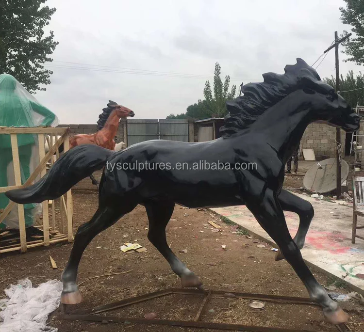 Life Size Fiberglass Animal Sculpture Resin Running Horse Statue For