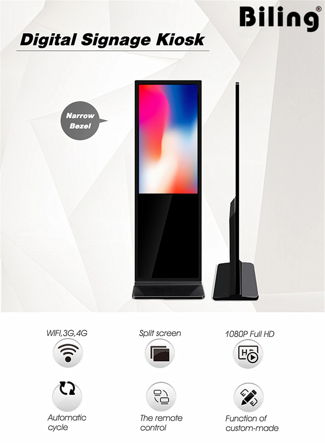 oem/odm wall video Floor Standing Advertising Player With Touch Screen Floor Standing All In One PC Floor Standing Android Kiosk