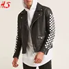 High Quality Custom Stylish Bomber Motorcycle Checkered Faux Leather Jacket