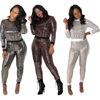 

2019 Autumn Fashion Sequins Ladies Trousers Women's Sexy Two-Piece Jumpsuit