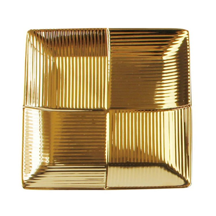 

Nordic luxury plating gold creative lines high end hotel dining ceramic square dessert plate