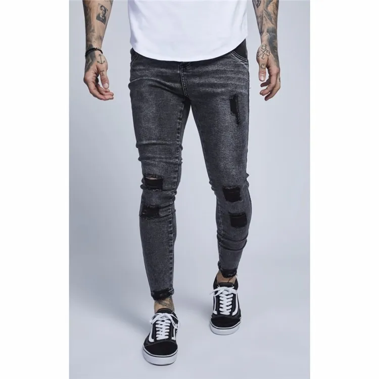 Mens acid wash fashion skinny jeans