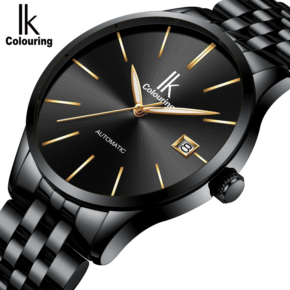 

IK Colouring K006 Men Automatic Mechanical Watch Simple Dial Gift Accessory Wristwatch Date Stainless Steel Watch, 6 color for you choose