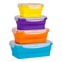 

4 Pcs Silicone Collapsible Food Storage Containers Lunch Bento Box