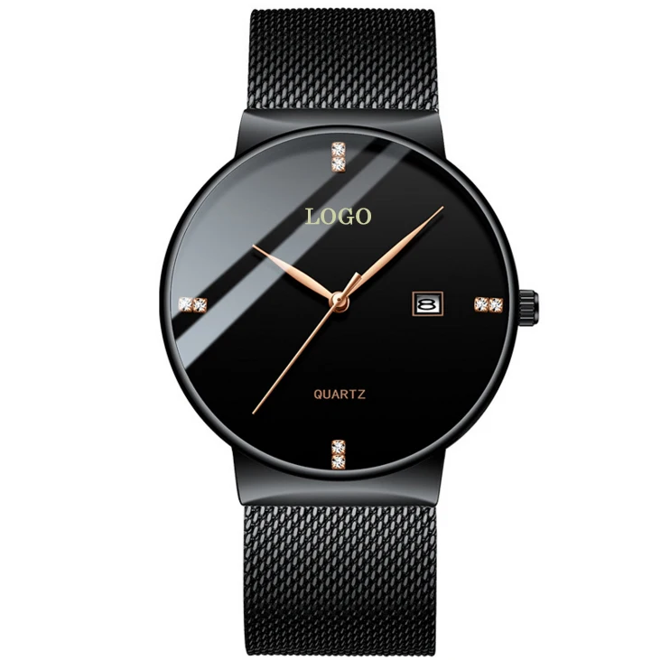 

Hot Seller Stainless Steel Quartz watches Diamond Ultra Thin Wrist Watches for Men Casual Custom Logo Watch Reloj de hombre