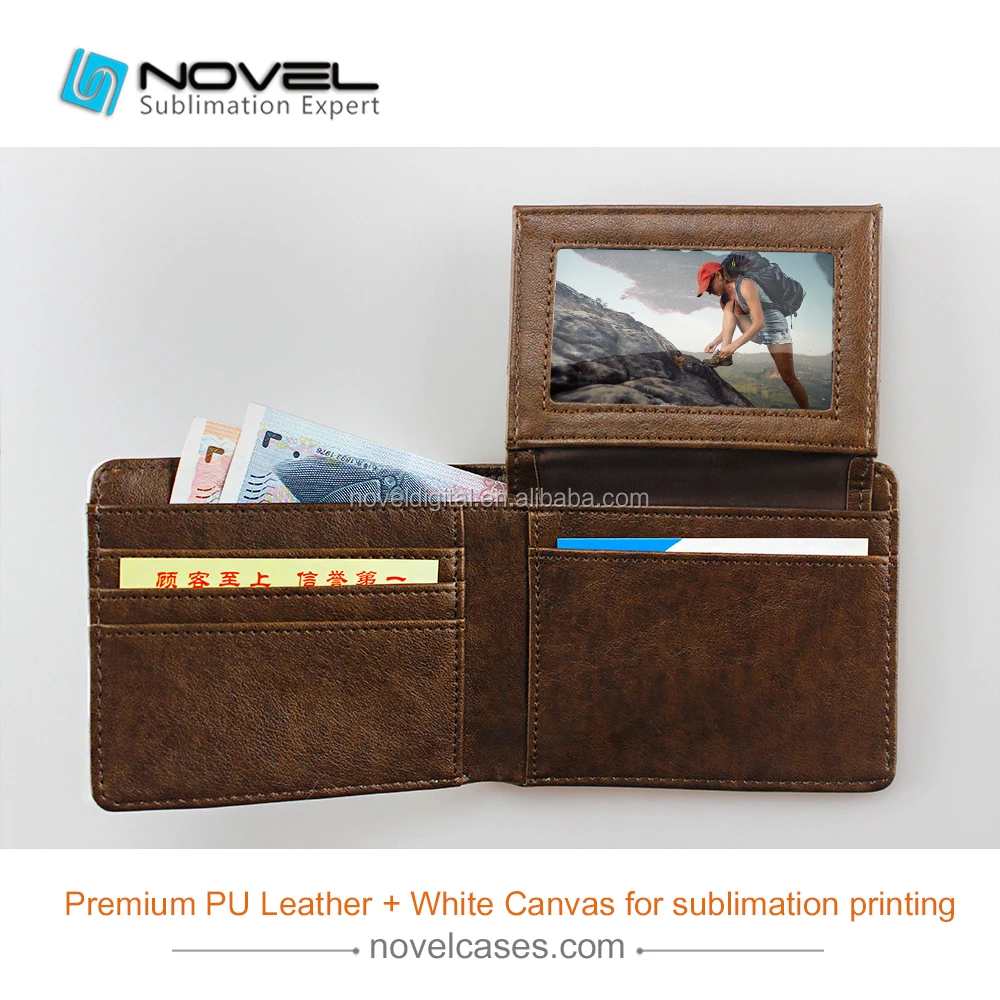 
Popular Men Bi-Fold Sublimation Printing PU Leather Wallet With Extra Card Slot 