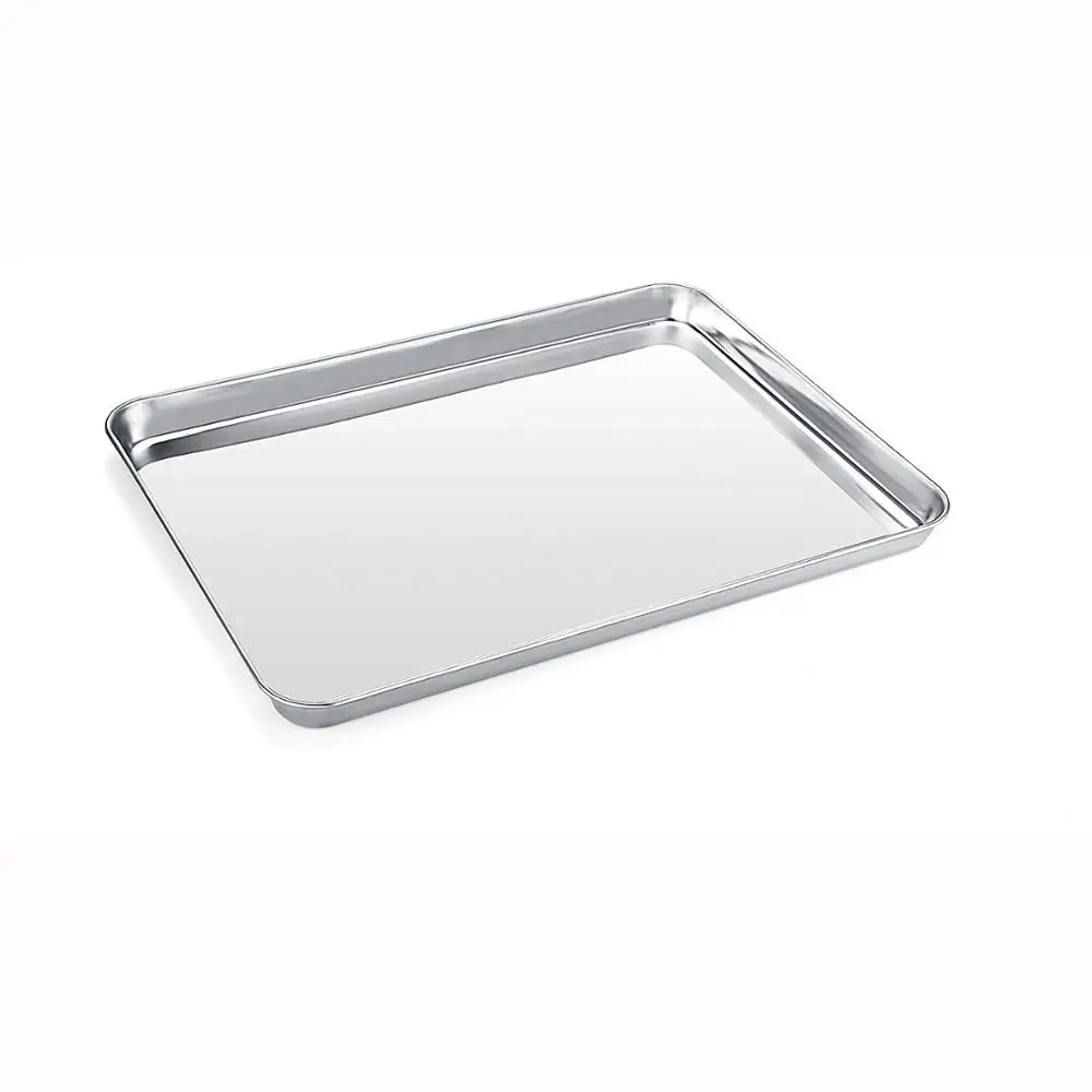 

Non Toxic Healty Stainless Steel Cookie Baking Sheet Rectangle Stainless Steel Baking Tray, Silver