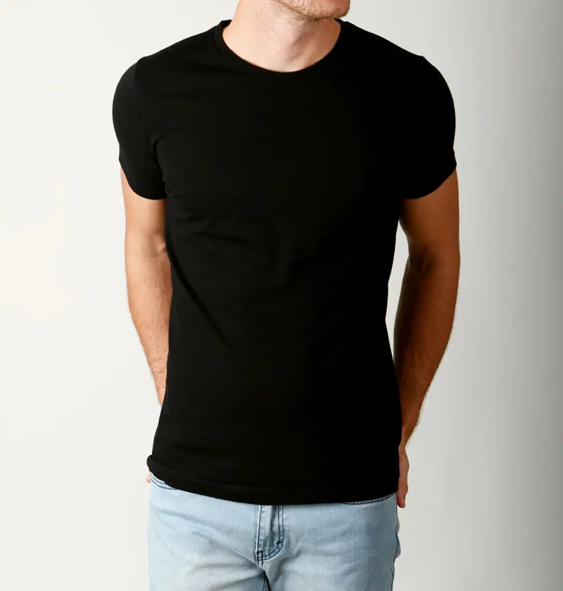 

New Mens Crew Neck T shirt Cotton Blank Tshirt Slim Fit