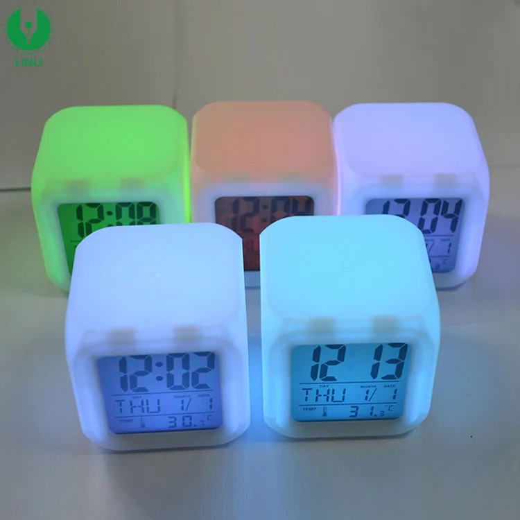 Top Quality Multi-function Plastic Battery Powered Custom Electronic Digital Table Clock With Led
