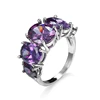 Drop Shipping Five Stone Amethyst Finger Rings New Design Ladies Purple Diamond Engagement Ring