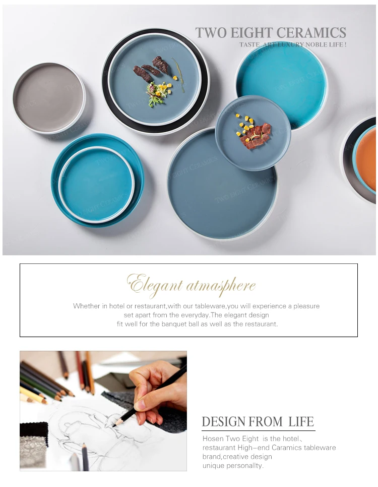 product-2019 Amazon Top Seller Platos de Porcelana para Restaurante, Colored Ceramic Plate, Nordic S