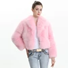 Hot Sale Fashion Style Natural Fox Fur Pink Coat Custom Winter Female Sexy Real Fur Coat Women