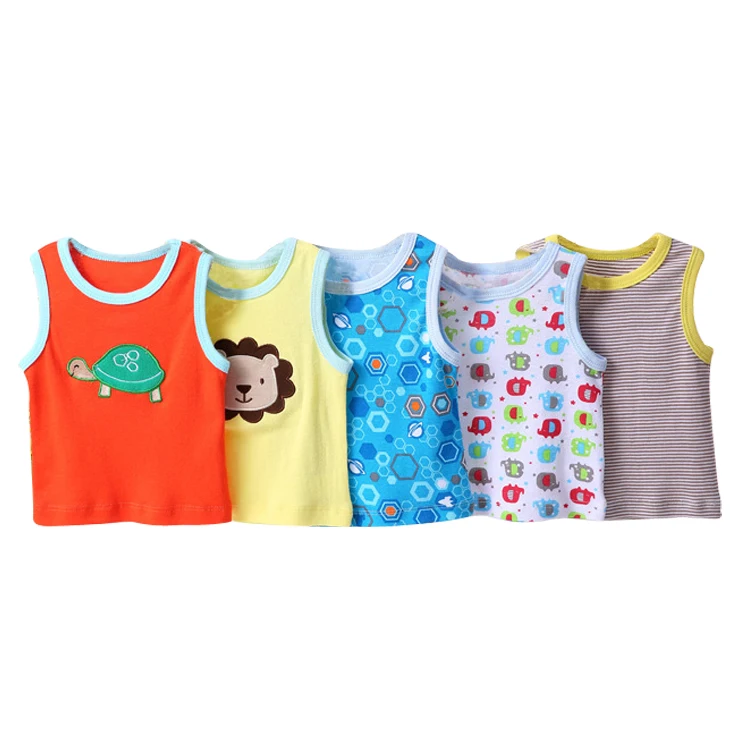 

Summer sleeveless cotton kids tops child wear baby t shirt, Mixed colors in same size