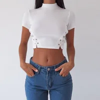 

Fashion Women custom Sexy crop crop top 2019 Women T Shirts Short Sleeve