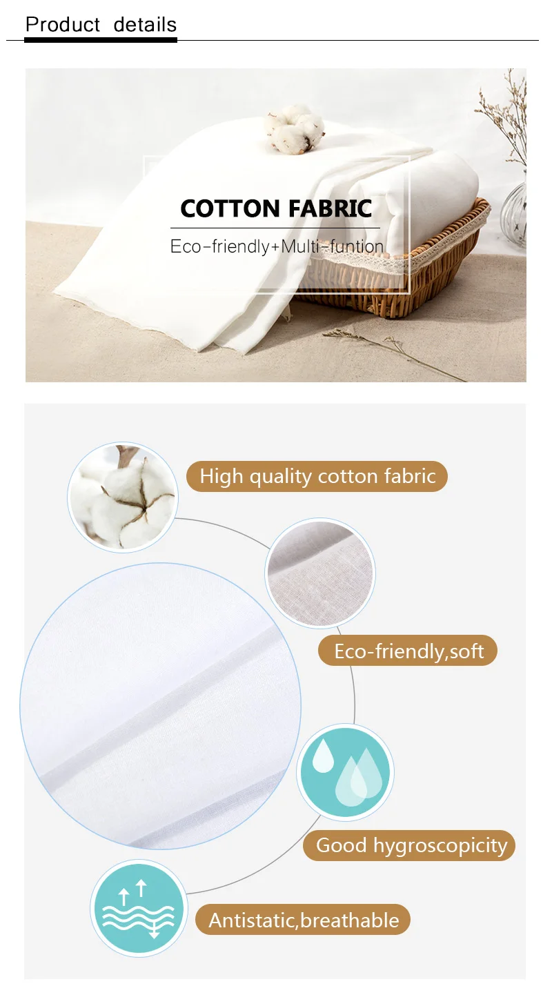 Pure White Cotton Double Gauze Muslin Fabric For Upholstery And Baby