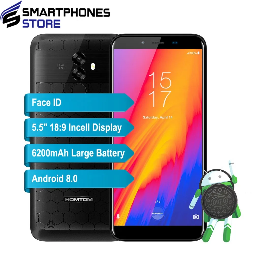 

HOMTOM S99 5.5 HD 18:9 Full Screen 6200mAh 4GB RAM 64GB ROM Smartphone MTK6750 Octa Core 4G LTE Face ID Fingerprint Cellphone, N/a