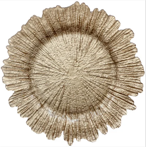 Wedding Tableware Gold Rim Glass Dinner Plate