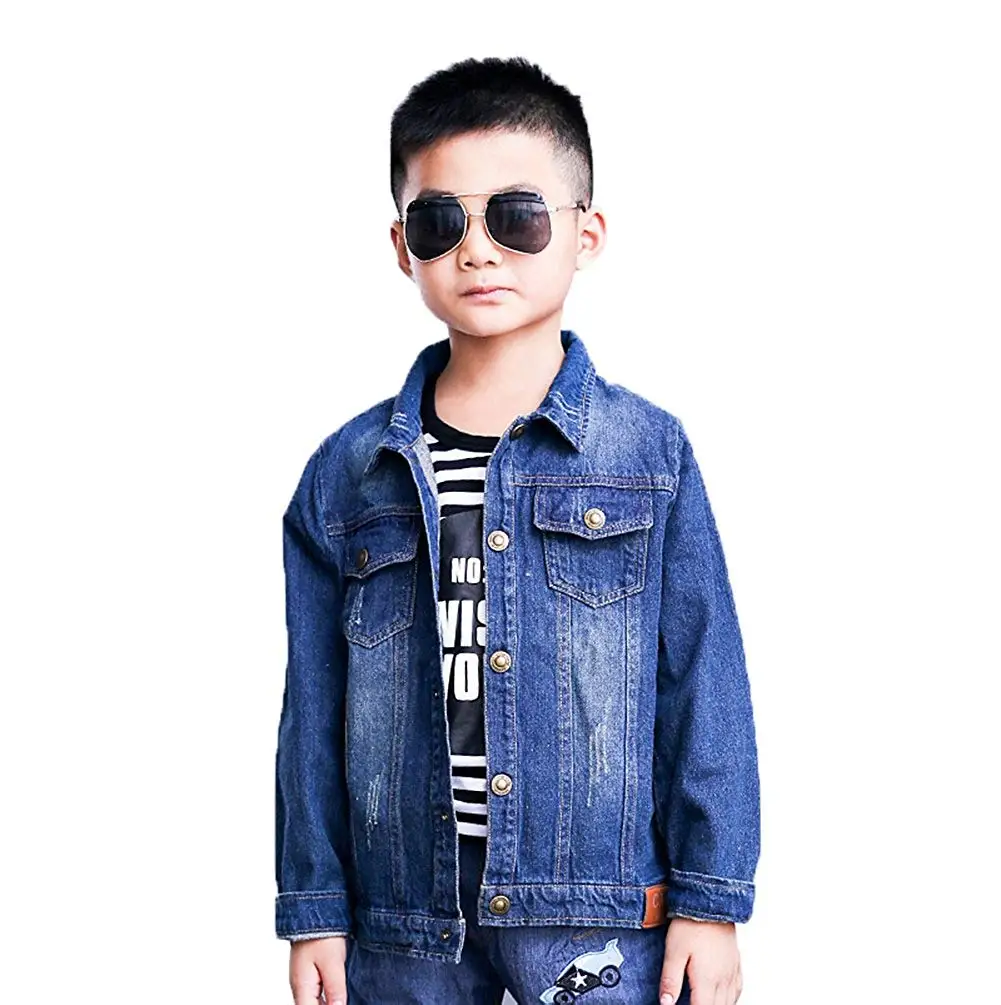 Tortor 1Bacha Kid Boys Distressed Long Sleeve Denim Jacket