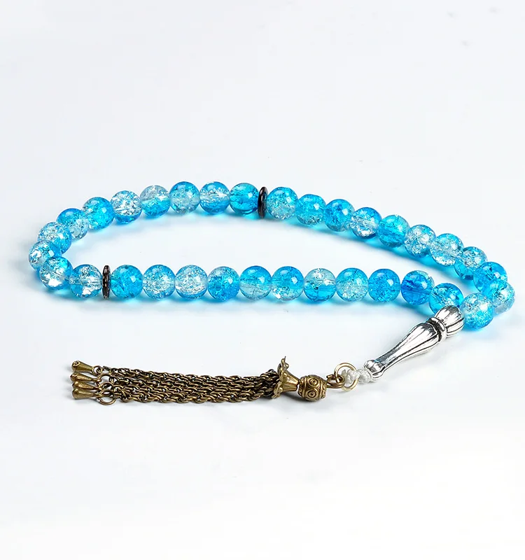 YS04-blue Muslim haji gift beautiful Islamic arab  prayer beads islamic tasbih blue colorful  tasbih