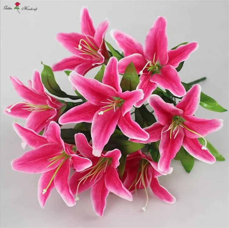 Hot Sale Plastic Flower 10 Heads Artificial Easter Lily Flower For