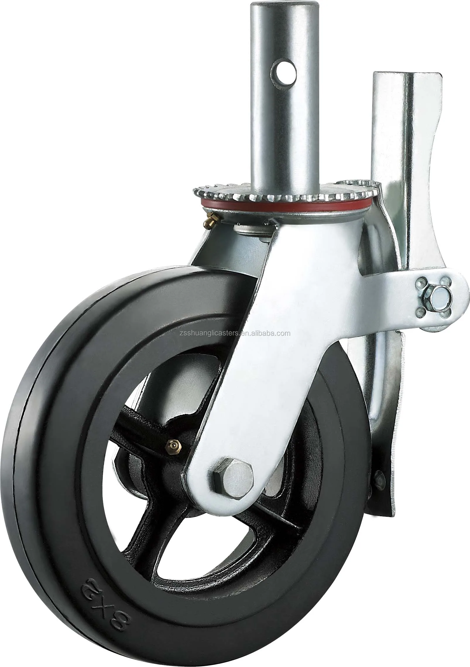 Heavy duty scaffold caster wheel cast iron rubber 200 mm 8 inch swivel wheels