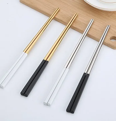 

Gold silver black 304 stainless steel chopsticks titanium chopsticks korean chopsticks, Silver/black/gold/rose gold/pink gold/white gold/blue gold/black gold