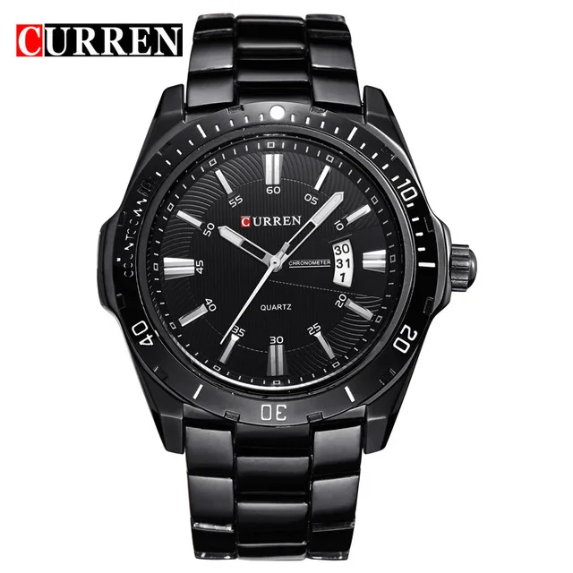 

CURREN 8110 Top Brand Charm All Black Full Stainless Steel Male Army Wrist Watch