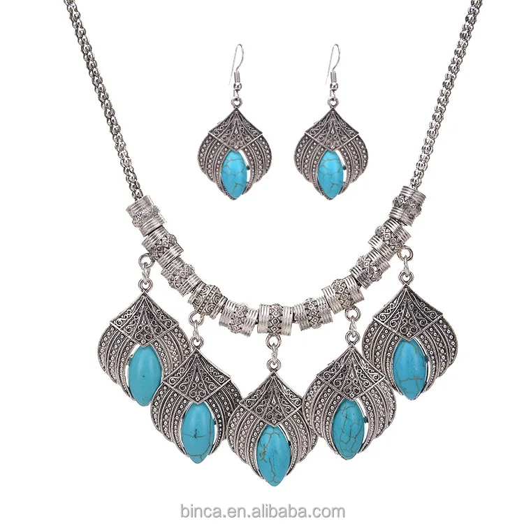 

Wholesale America and Europe Style Fashion Turquoise stone necklaces with rhinestones CJ6833