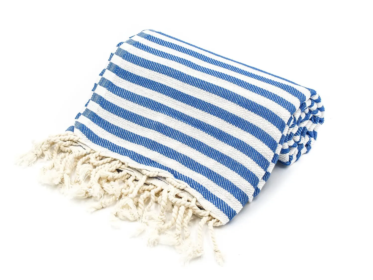 Quick Dry 70 x 36 inches Turkish Cotton Beach Blanket Blue Absorbent Extra Large Cabana Pool Towel with Tassles Accented Beach Towel
