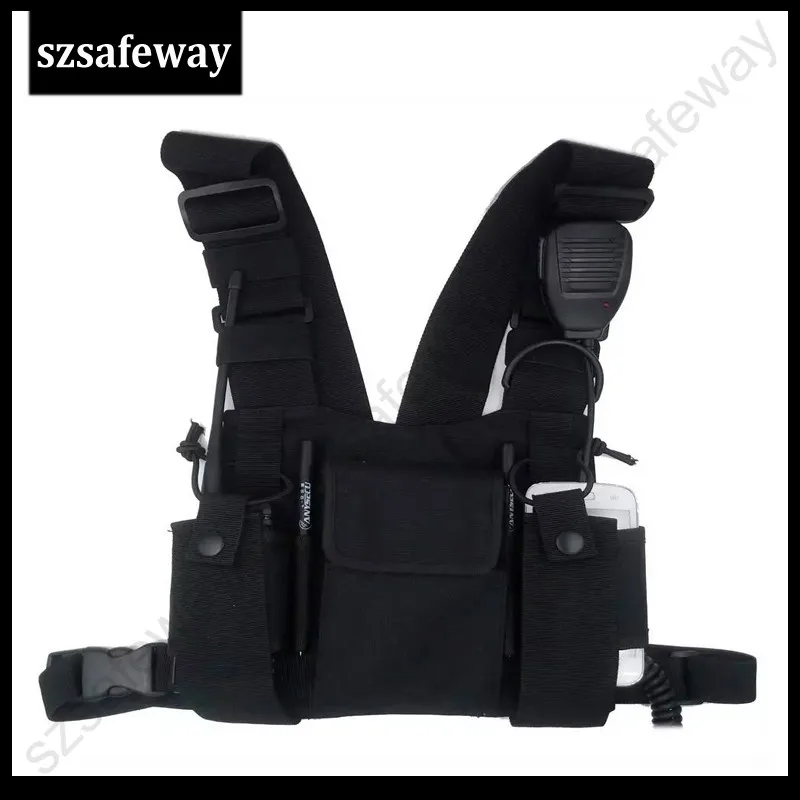 Leapiture Oblique Two Way Radio Harness, Radio Chest Rig, verstellbare Walkie-Talkie-Brusttasche, leicht, für Militärkrankenhäuser, Restaurants