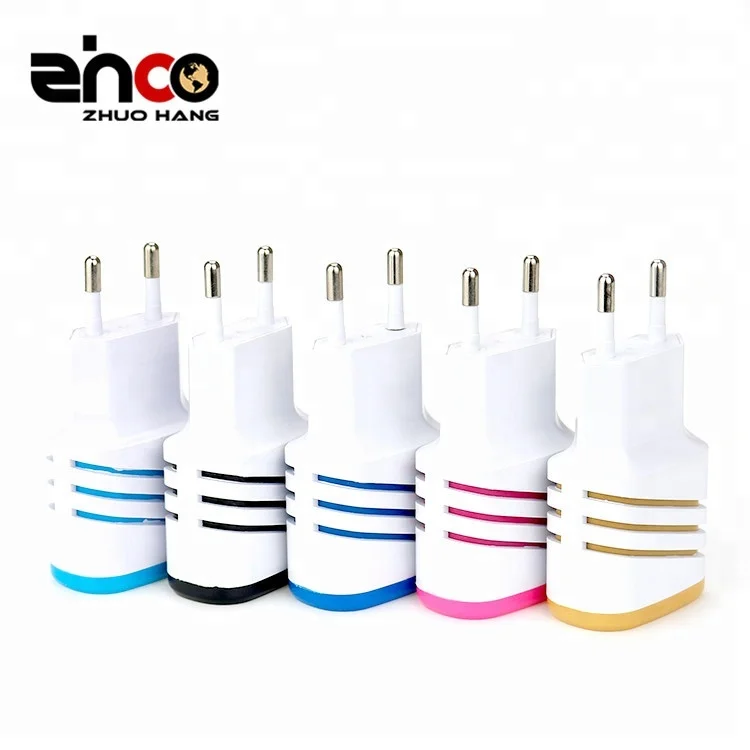 

2 Ports ZHCO with light quick charge 3.0 cellphone charge adapter portable colorful usb wall charger, Black blue red gold skyblue