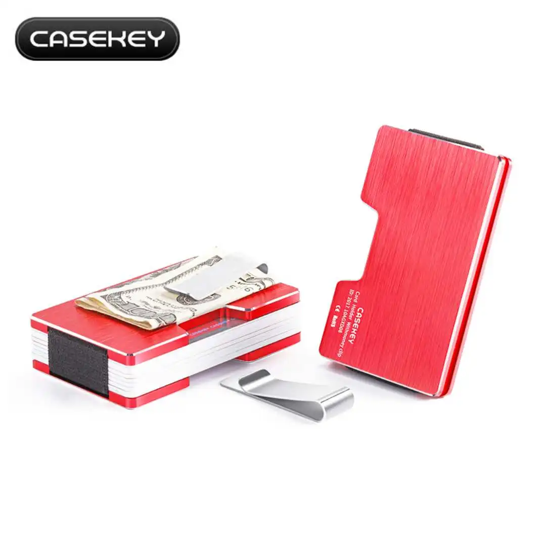 Slim Aluminum Rfid Blocking Metal Credit Card Holder With Money Clip
