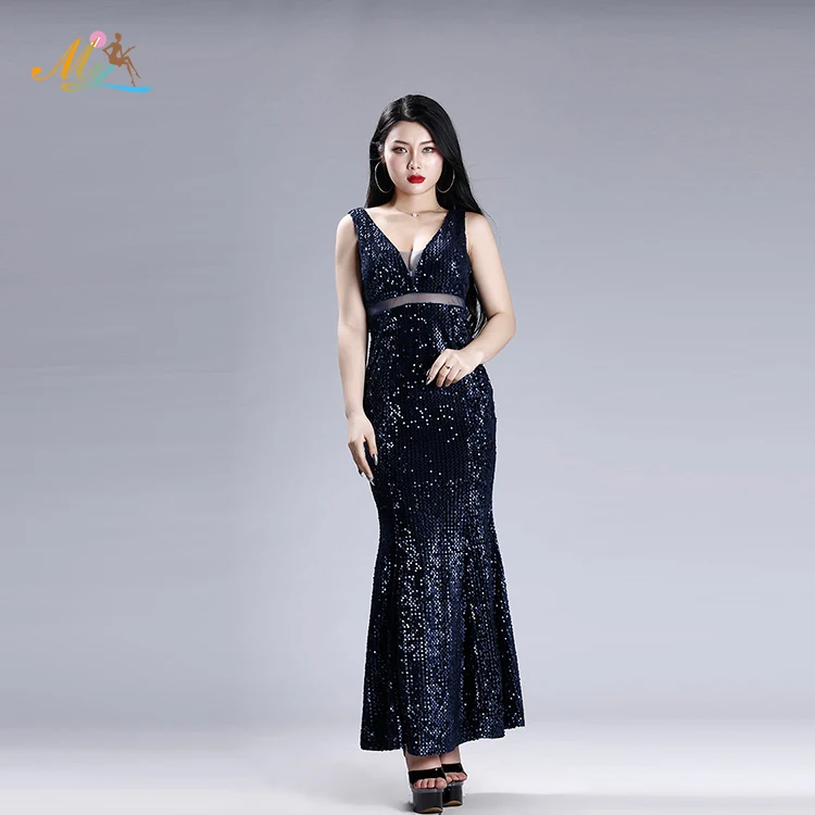 

China High Quality Adults Sleeveless Sequin Women Dress, Navy blue or can be customized