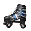 Black polyurethane wheels and brake material metal base double row roller skates