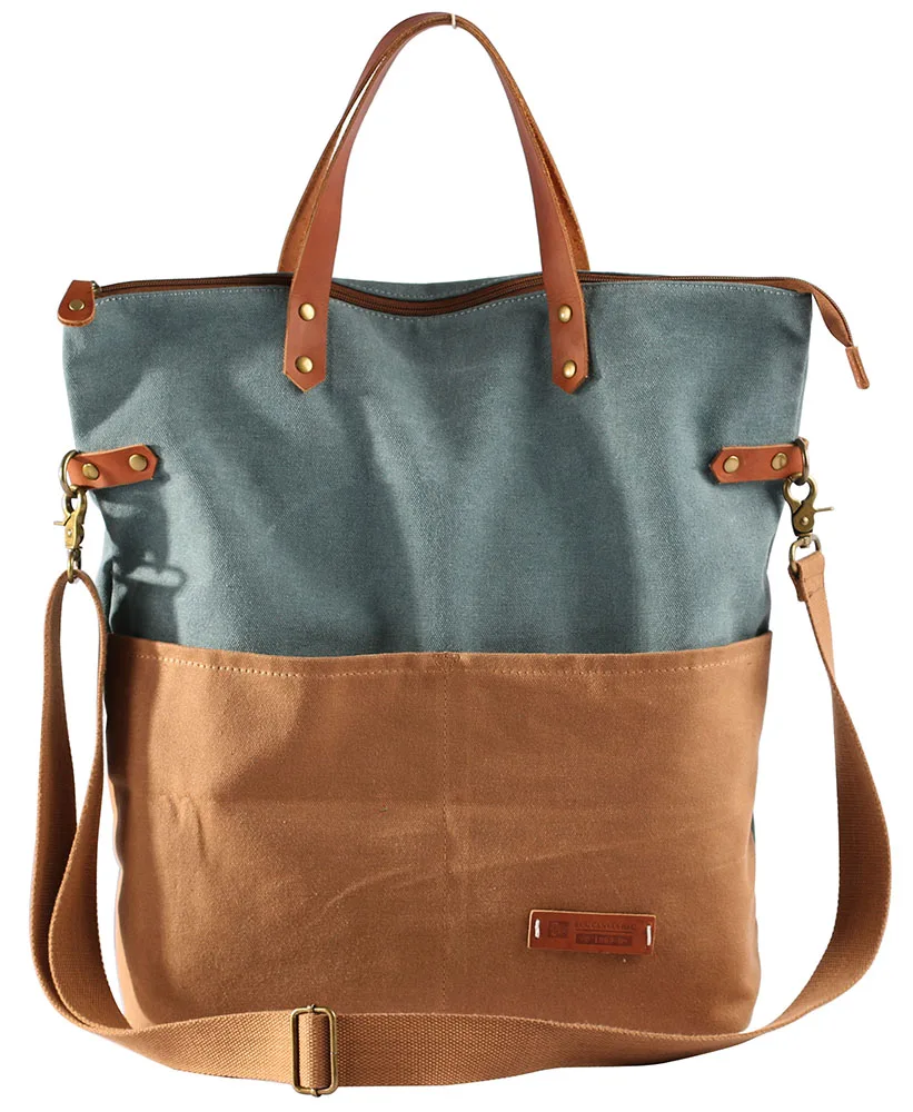 

2019 Fashionable Cute Women Waxed Canvas Shoulder Bag Casual Tote Striped with Long Straps