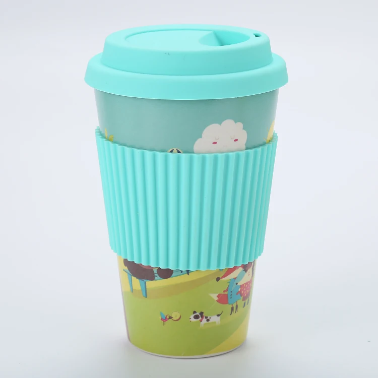 

Z065 high quality coffee cup fiber bamboo mugs, Yellow/brown/red/pink/black/green
