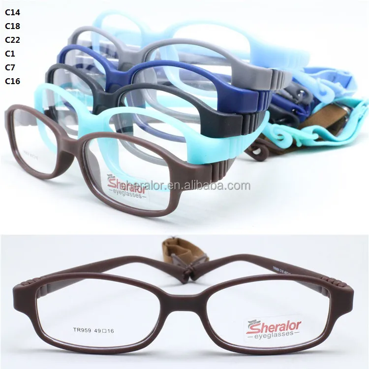 

fast delivery high classic children TR90 prescription glasses rectangle frame flexible hingeless temple with adjustable strap