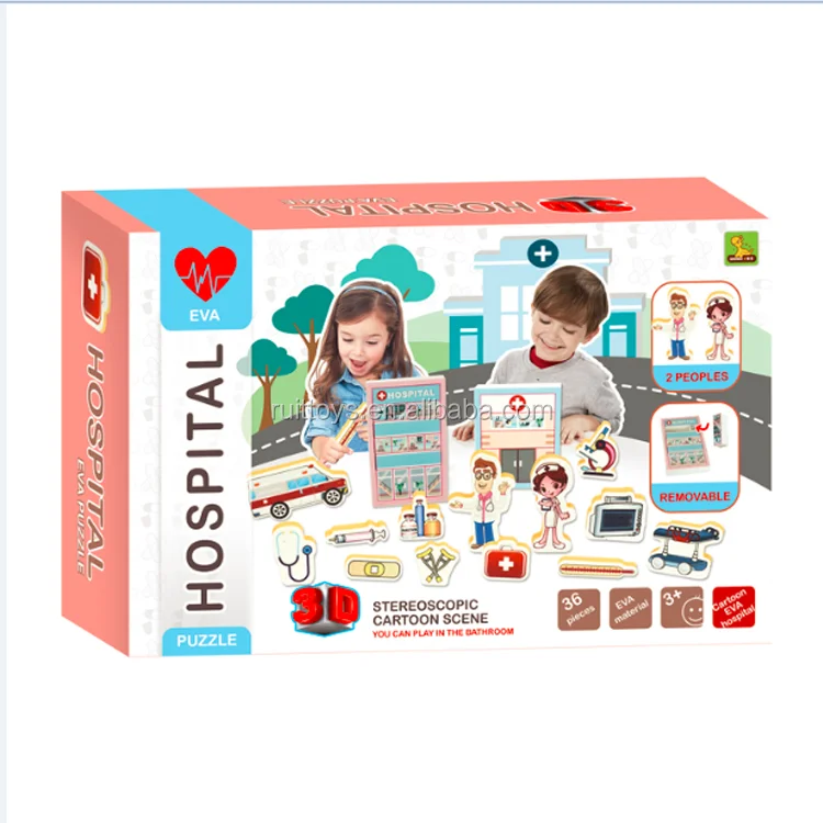 Kids Toys Blocks Funny Cartoon EVA Foam Scene Hospital 3D Puzzle