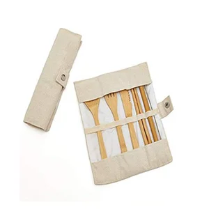 Image of Wholesale 100% Bamboo Material Natural Color Food Safe Wooden Bamboo Cutlery Set With Kitchen Spoon Knife And Fork