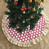 Wholesale polka dot ruffle burlap Christmas tree skirt monogram personalized