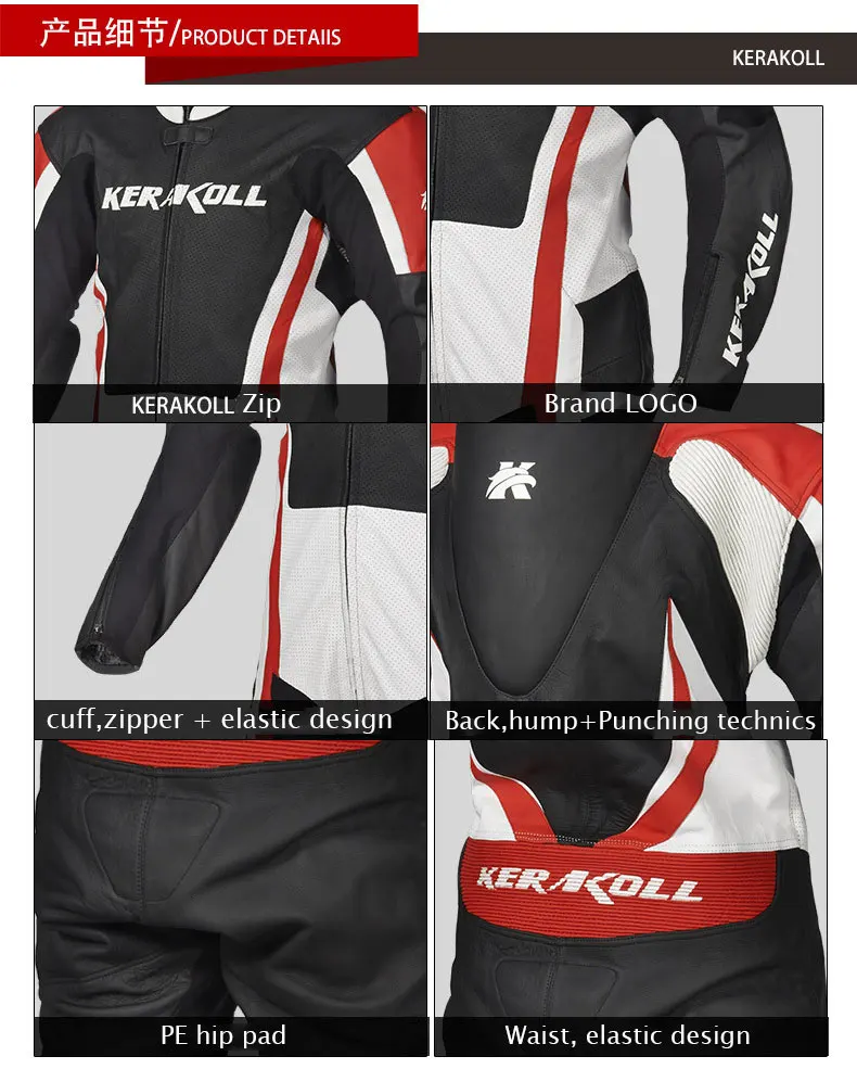 Kerakoll Onepiece Leather Motorcycle Suit Genuine Cowhide Moto Road