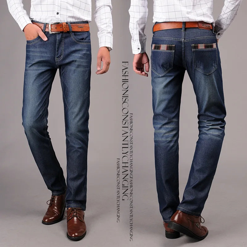 

Winter Wear Men Trouser Cargo Pants Warm Thick Men Denim Jeans, As picture